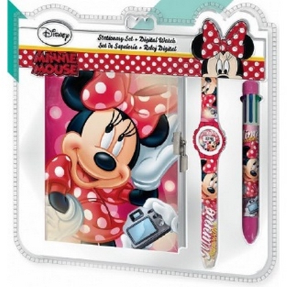 Disney Minnie komplekt (märkmik + kell + pliiats)